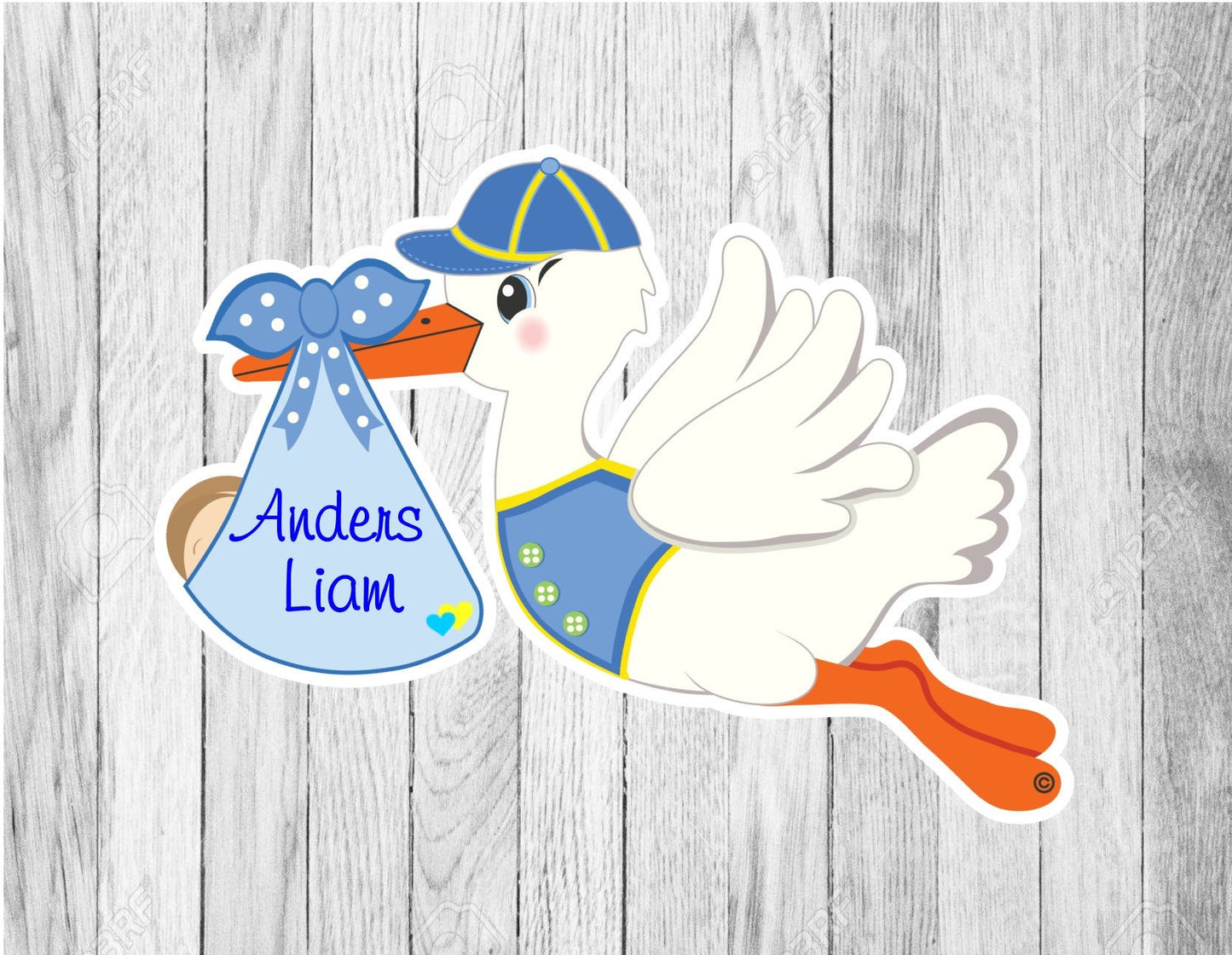 Personalized Stork Welcome Baby Sign: Girl or Boy Door Hanger - Outdoor Decor