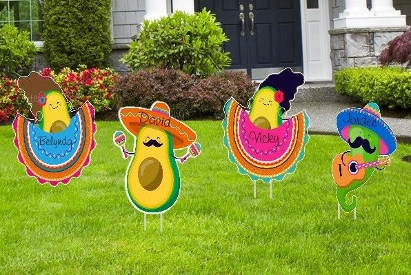 Personalized Cinco de Mayo Yard Signs: Mexican Fiesta Mariachi Lawn Decor