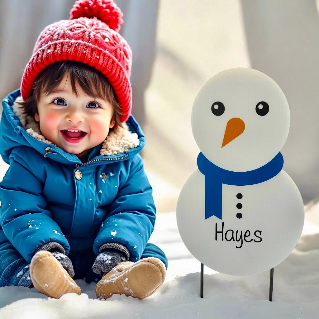 Personalized Snowman Christmas Yard Sign: Holiday Decor with Stakes