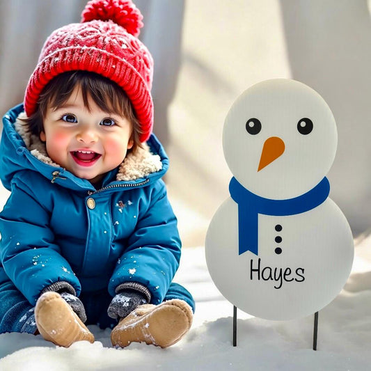 Personalized Snowman Christmas Yard Sign: Holiday Decor with Stakes