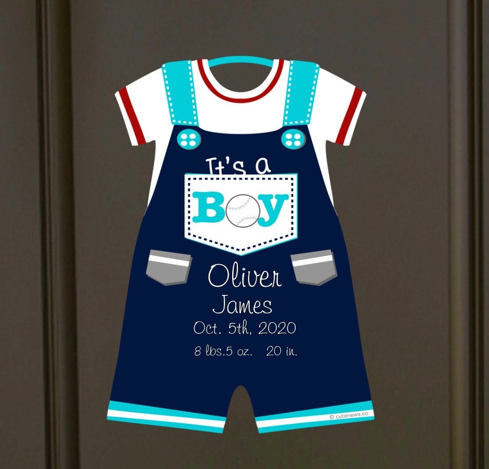 Personalized It's a Boy Birth Stats Sign: Hospital Door Hanger - Newborn Keepsake