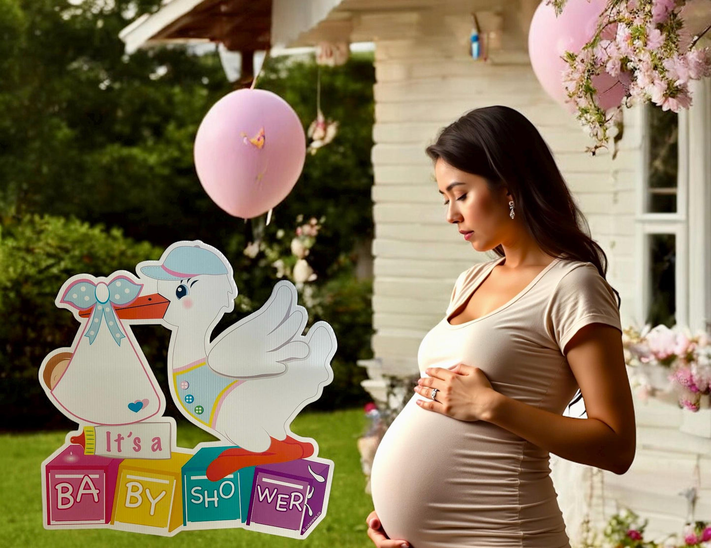 Stork Baby Shower Yard Sign: Gender Neutral Welcome Lawn Decor