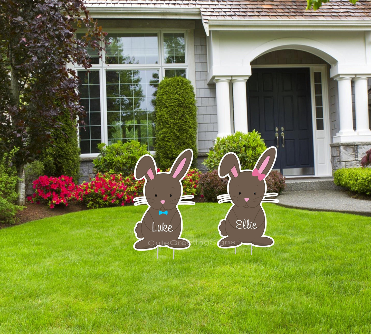 Personalized Easter Bunny Lawn Signs: Outdoor Yard Art Decorations