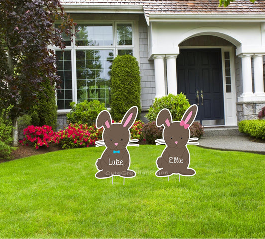 Personalized Easter Bunny Lawn Signs: Outdoor Yard Art Decorations