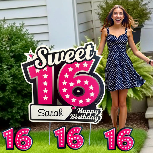 Personalized Sweet 16 Yard Sign: Birthday Party Decor