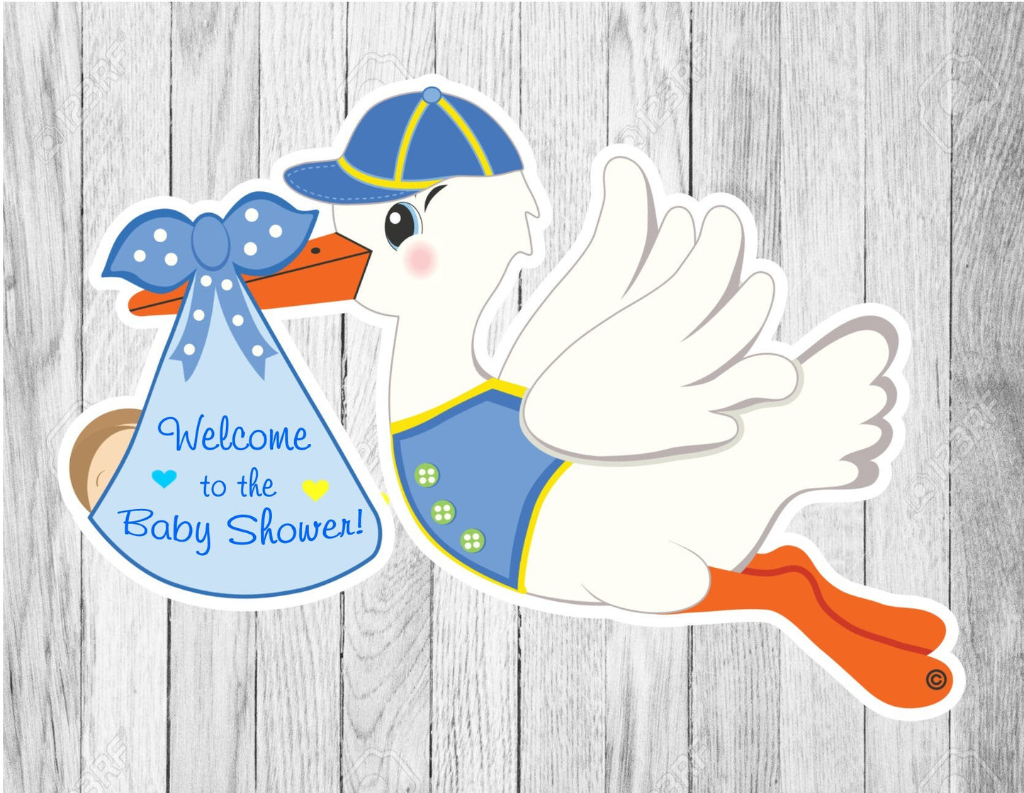 Personalized Stork Welcome Baby Sign: Girl or Boy Door Hanger - Outdoor Decor