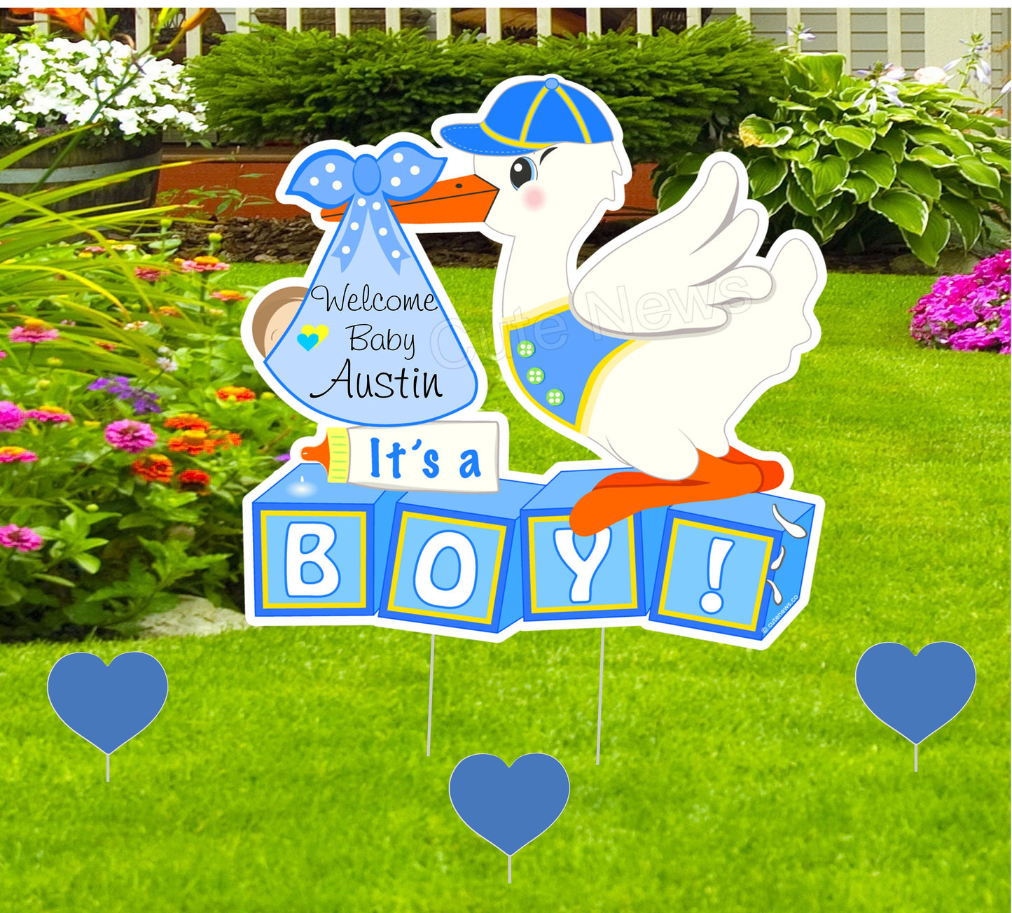 Personalized Stork Yard Sign: Baby Announcement, Welcome Home Baby Lawn Decor